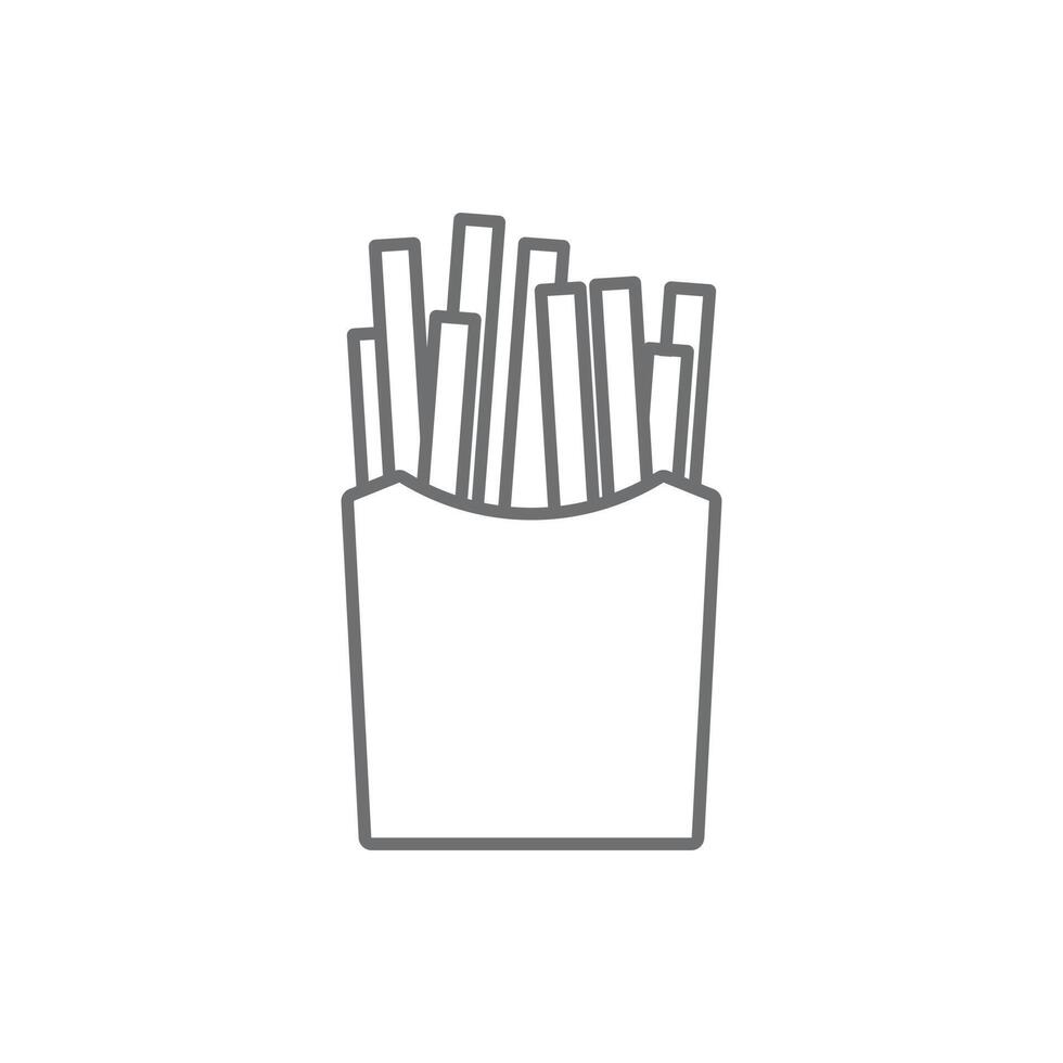 ícone de batatas fritas de fast food de vetor cinza eps10 isolado no fundo branco. batatas fritas fritas em um símbolo de pacote em um estilo moderno simples e moderno para o design do seu site, logotipo e aplicativo móvel