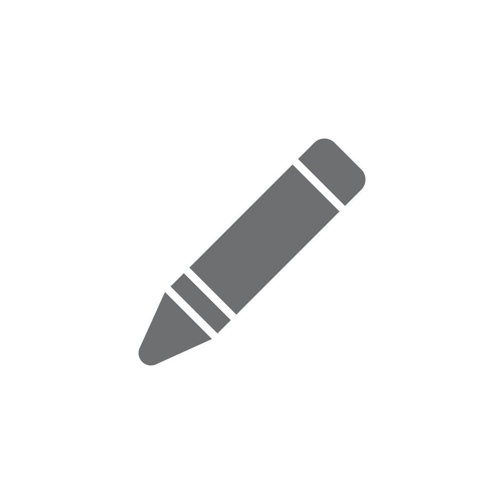 eps10 cinza vector crayon abstrato arte ícone sólido isolado no fundo branco. lápis de desenho de cera cheio de símbolo em um estilo moderno simples e moderno para o design do seu site, logotipo e aplicativo móvel