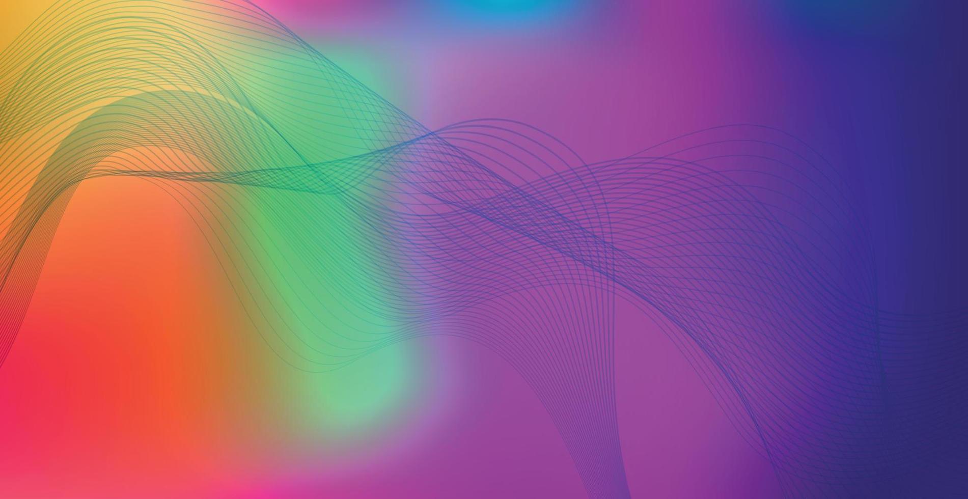 panorâmico colorido abstrato elegante multi fundo com linhas onduladas - vetor