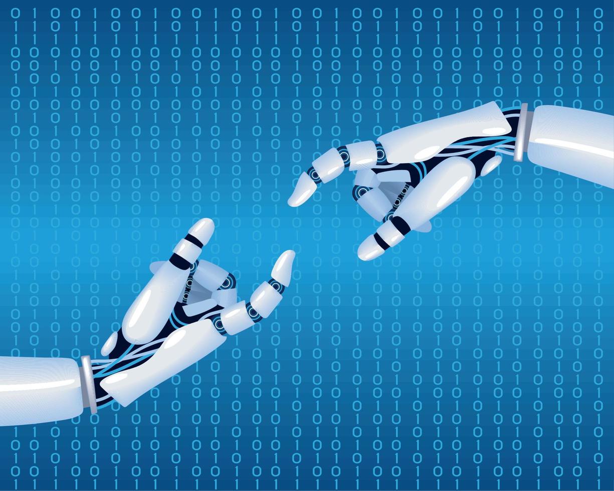 braços de robôs de inteligência artificial vetor