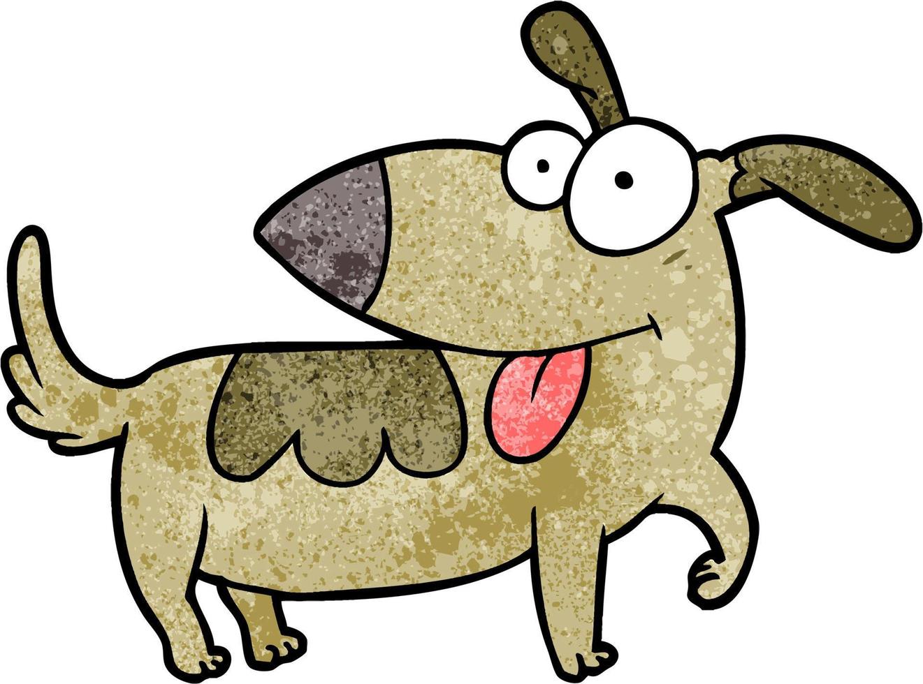 cão de desenho de textura grunge retrô vetor