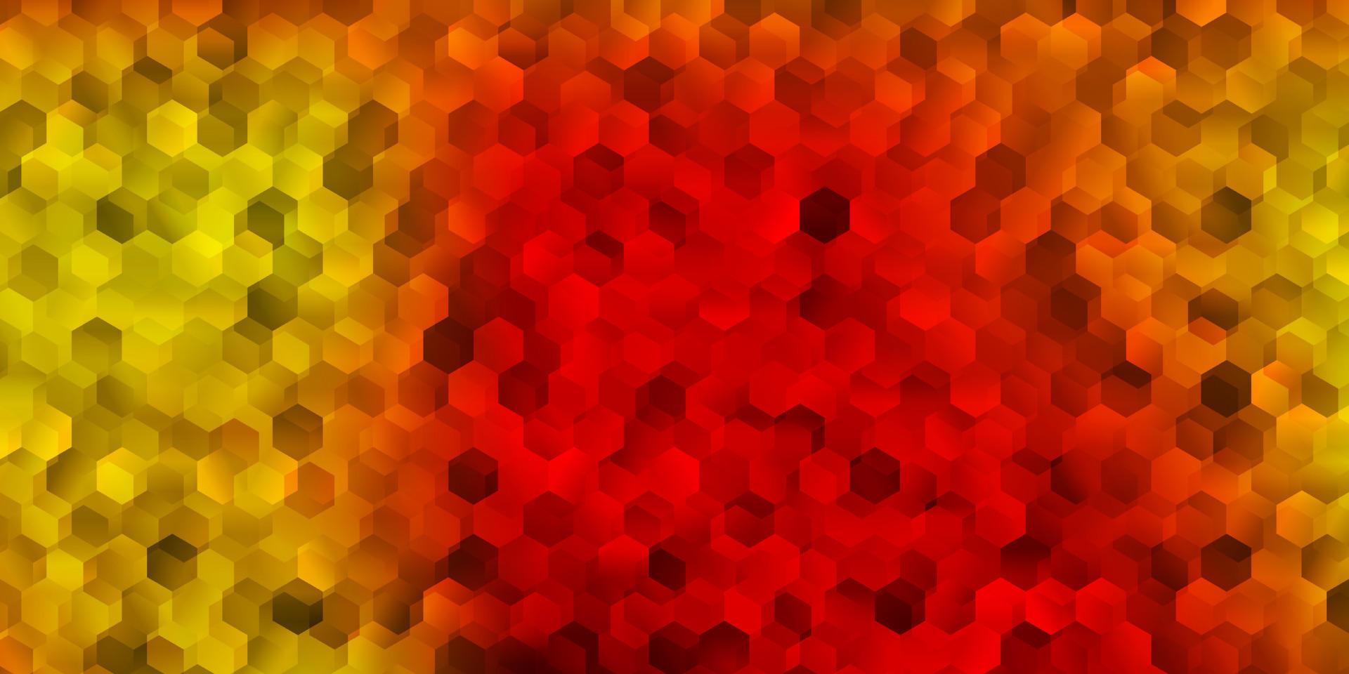 modelo de vetor vermelho e amarelo claro em estilo hexagonal.