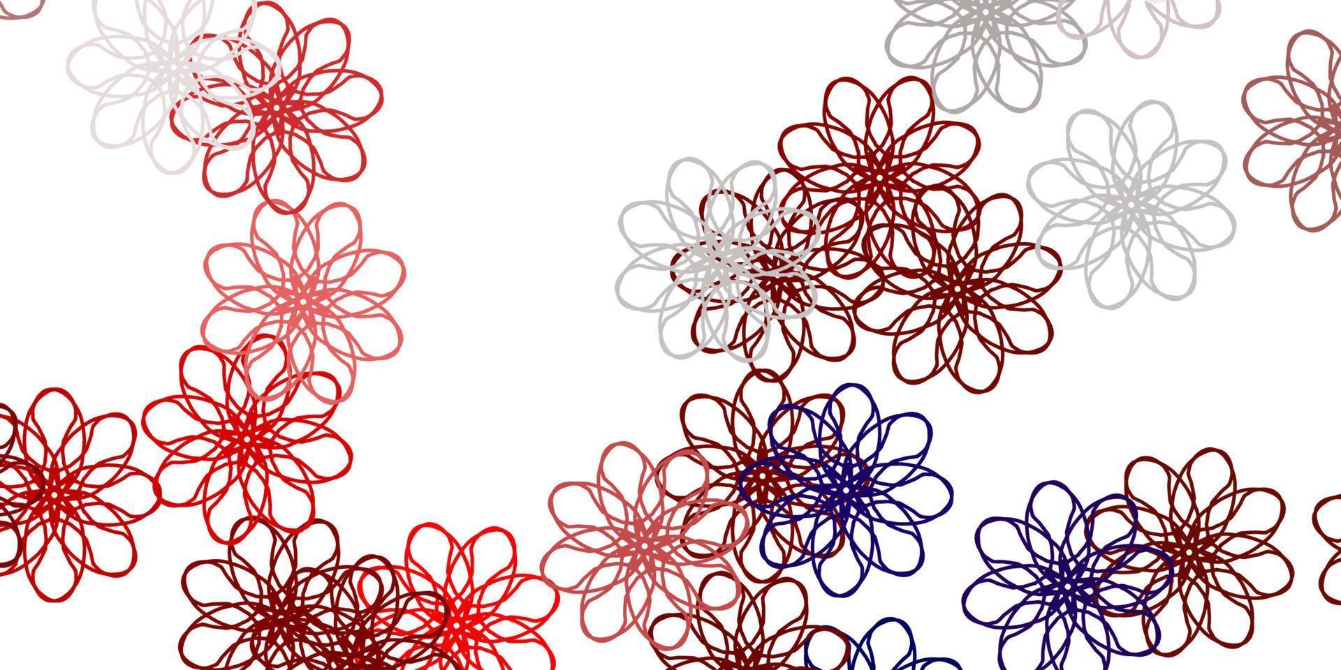 luz vermelha vector doodle padrão com flores.