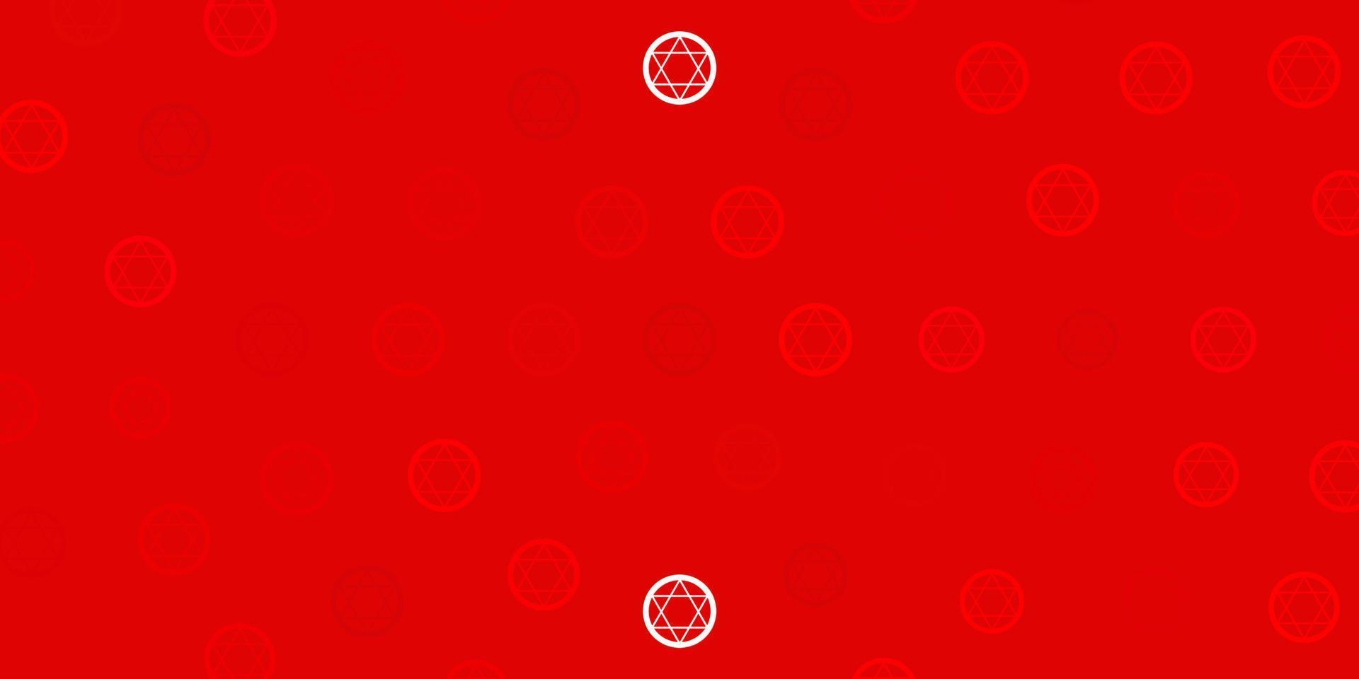 pano de fundo vector vermelho claro com símbolos de mistério.