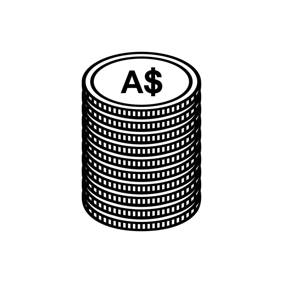 moeda da austrália, aud, símbolo do ícone do dólar australiano. ilustração vetorial vetor