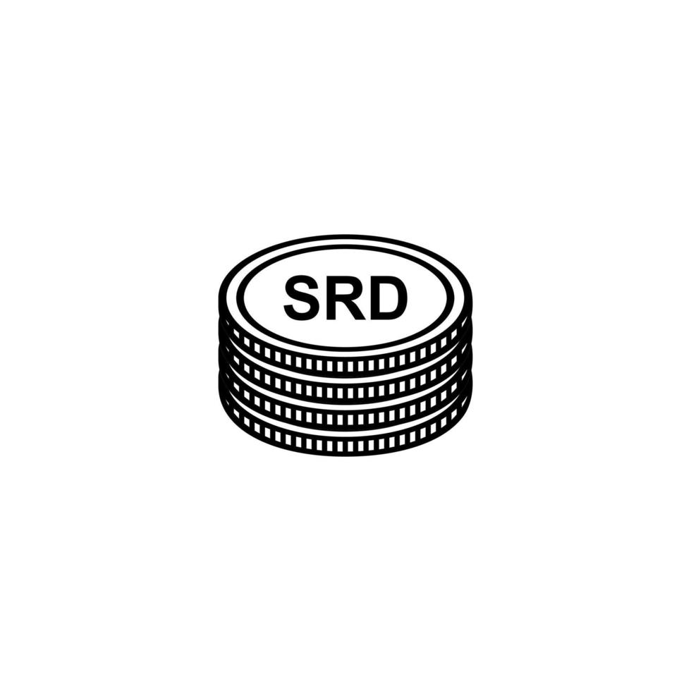 moeda do suriname, srd, símbolo do ícone de dinheiro do suriname. ilustração vetorial vetor