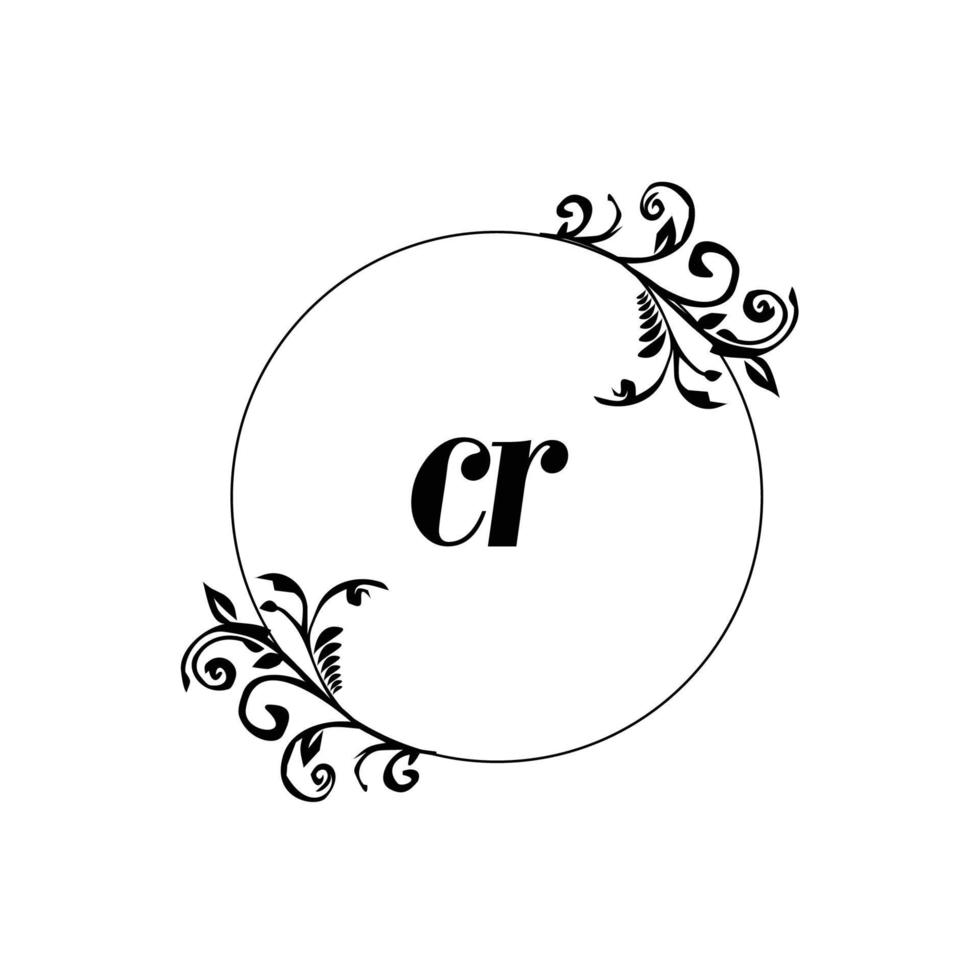 inicial cr logotipo monograma carta elegância feminina vetor