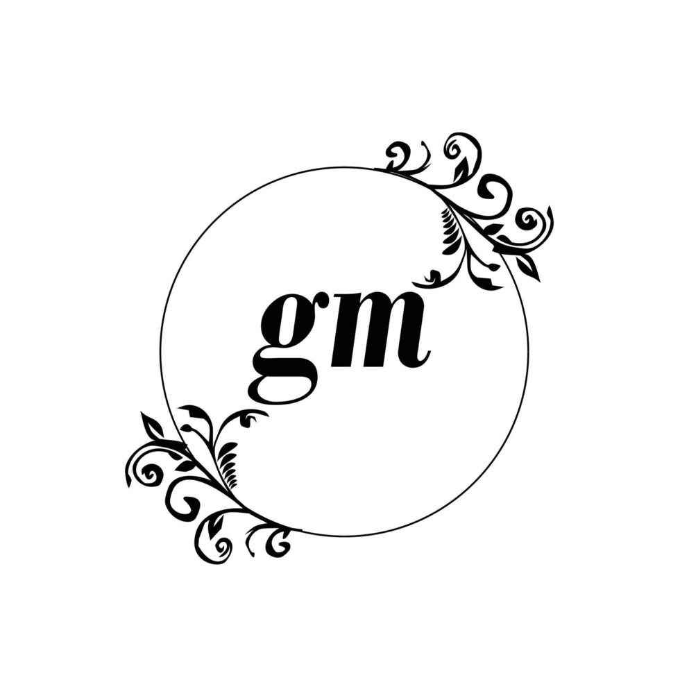 inicial gm logotipo monograma letra elegância feminina vetor