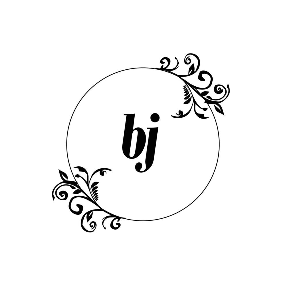 inicial bj logotipo monograma letra elegância feminina vetor