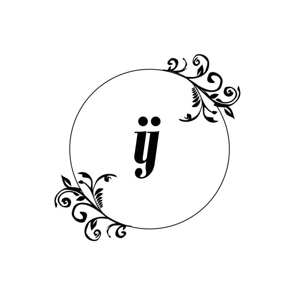 inicial ij logotipo monograma carta elegância feminina vetor