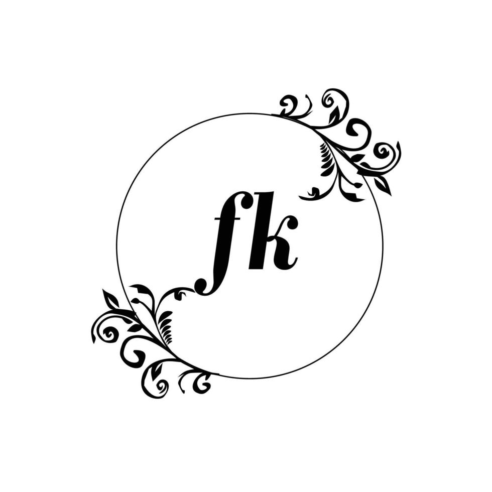 inicial fk logotipo monograma carta elegância feminina vetor