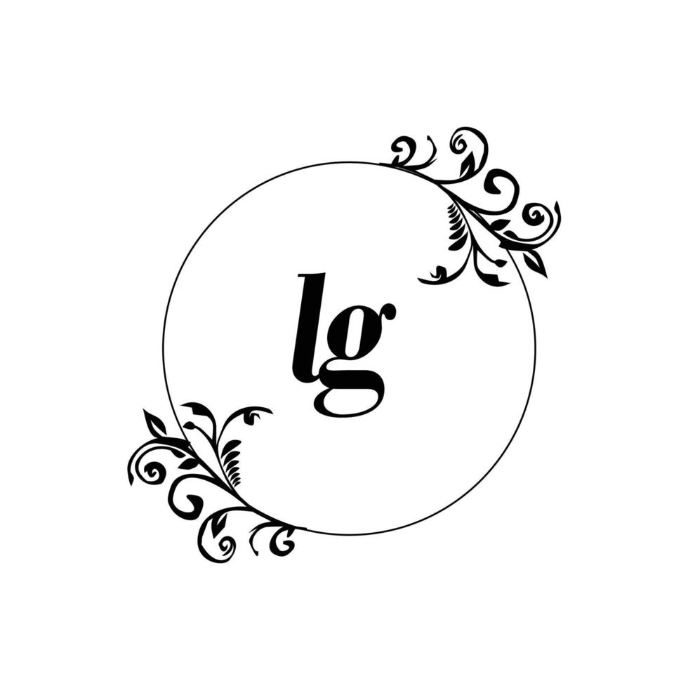 inicial lg logotipo monograma letra elegância feminina vetor