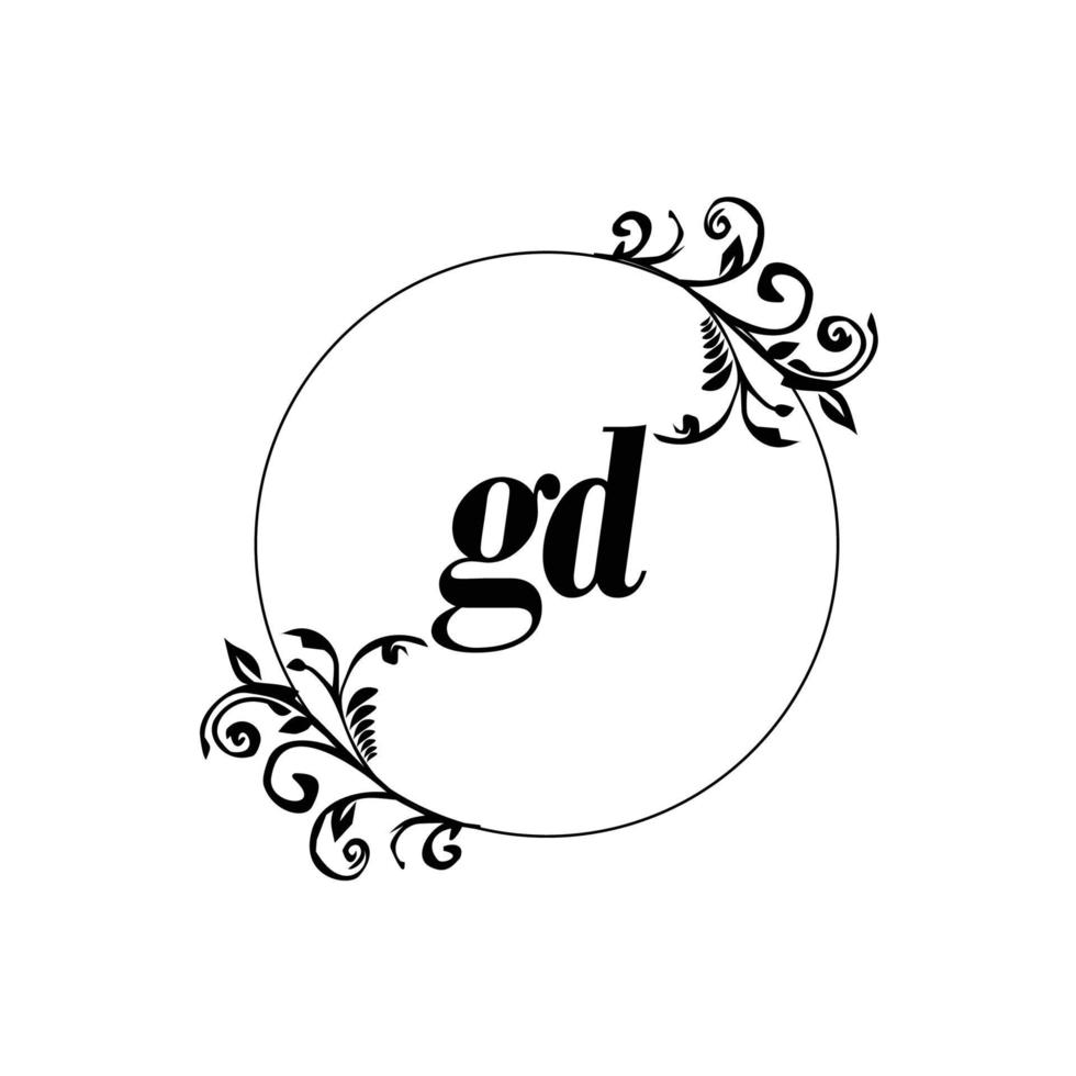 inicial gd logotipo monograma carta elegância feminina vetor