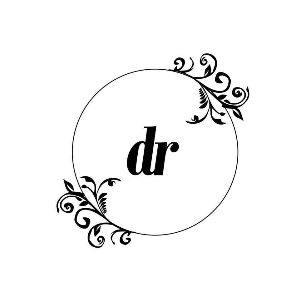 inicial dr logotipo monograma carta elegância feminina vetor