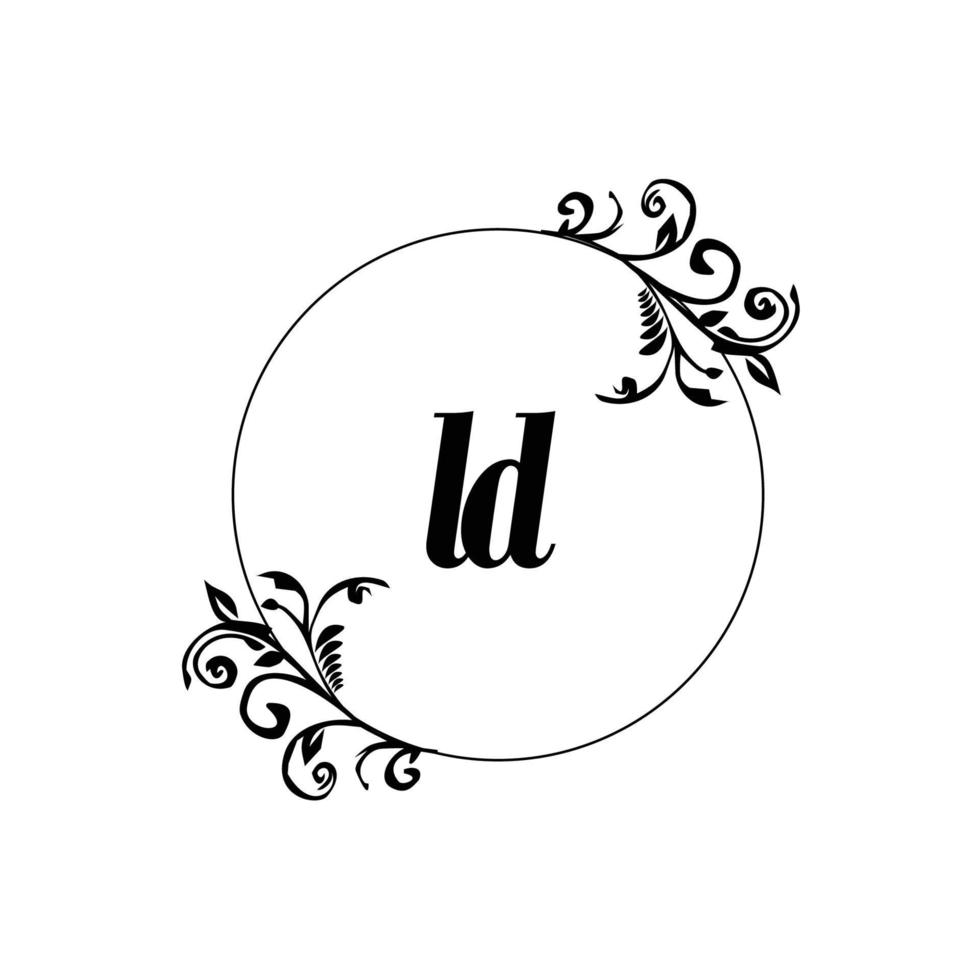 inicial ld logotipo monograma carta elegância feminina vetor