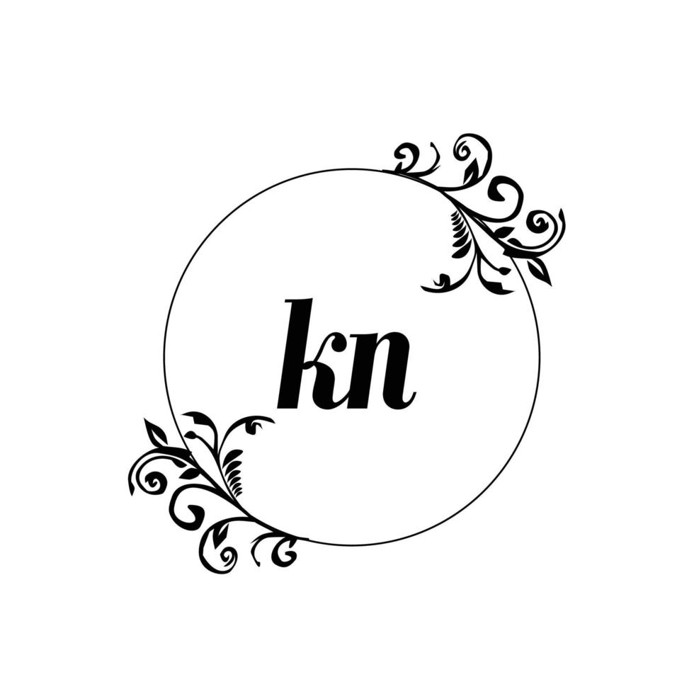 inicial kn logotipo monograma letra elegância feminina vetor