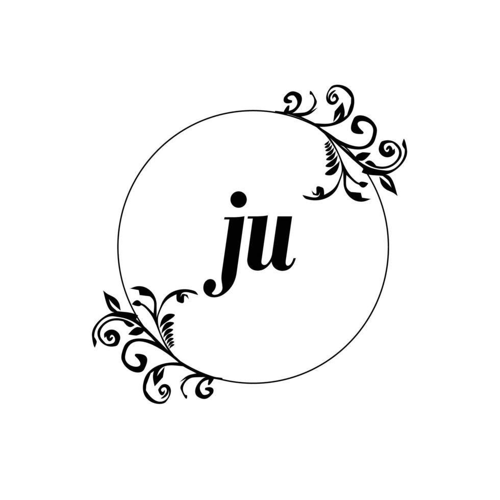 inicial ju logotipo monograma carta elegância feminina vetor