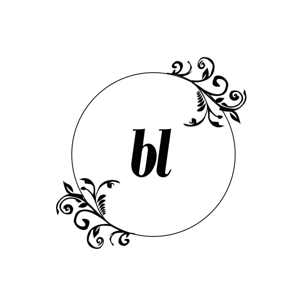 inicial bl logotipo monograma letra elegância feminina vetor