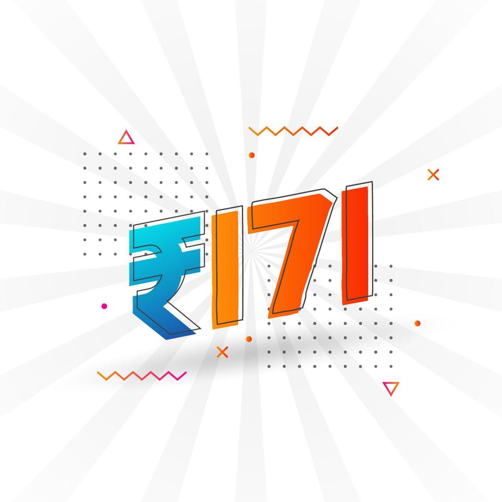 Imagem de moeda de vetor de 171 rupias indianas. 171 rupias símbolo texto em negrito ilustração vetorial