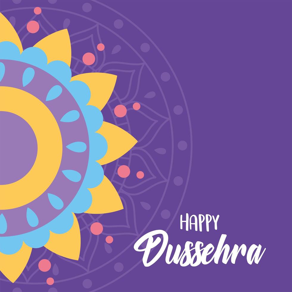 feliz festival dussehra da índia. decoração de mandala colorida. vetor