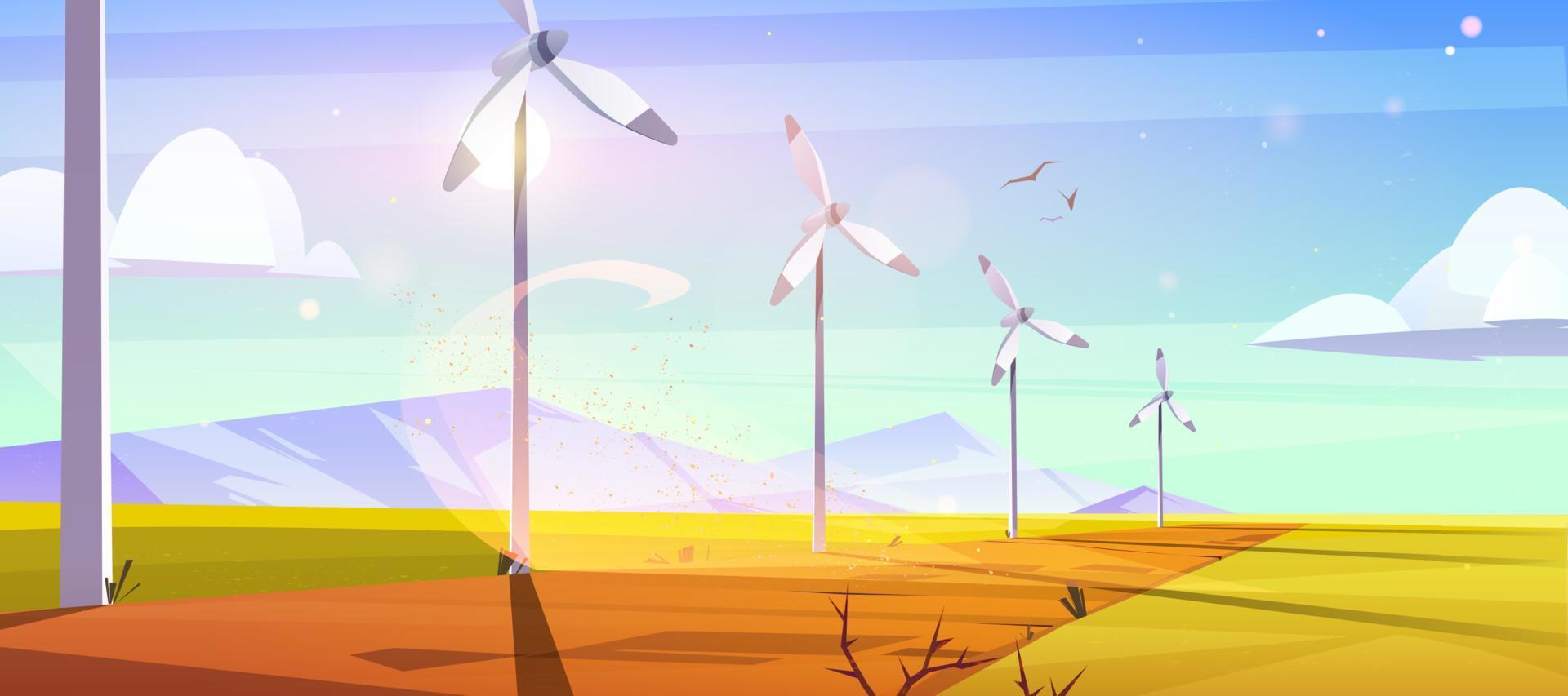 fazenda de energia sustentável com turbinas eólicas vetor