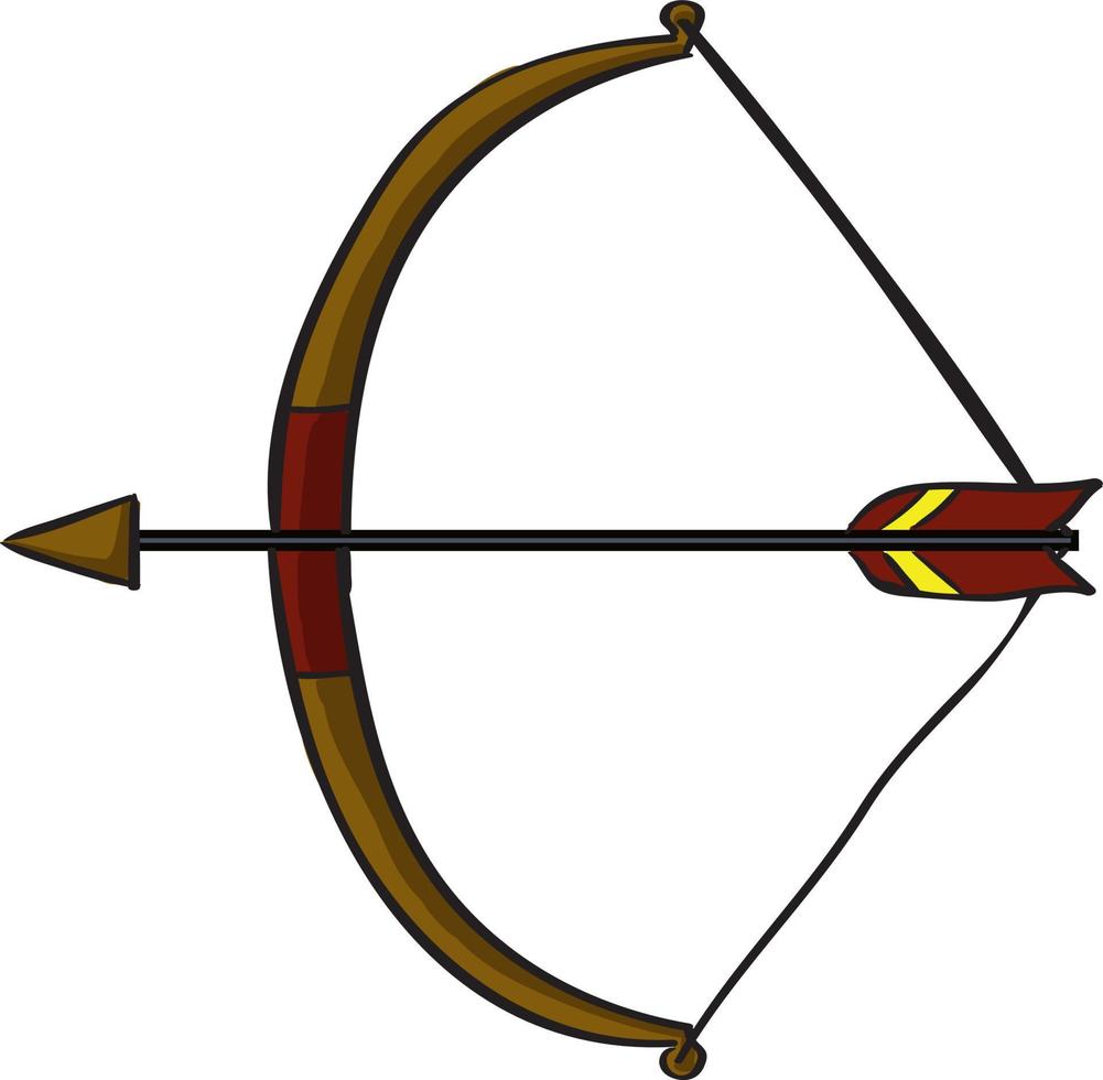 arco e flecha, ilustração, vetor em fundo branco.
