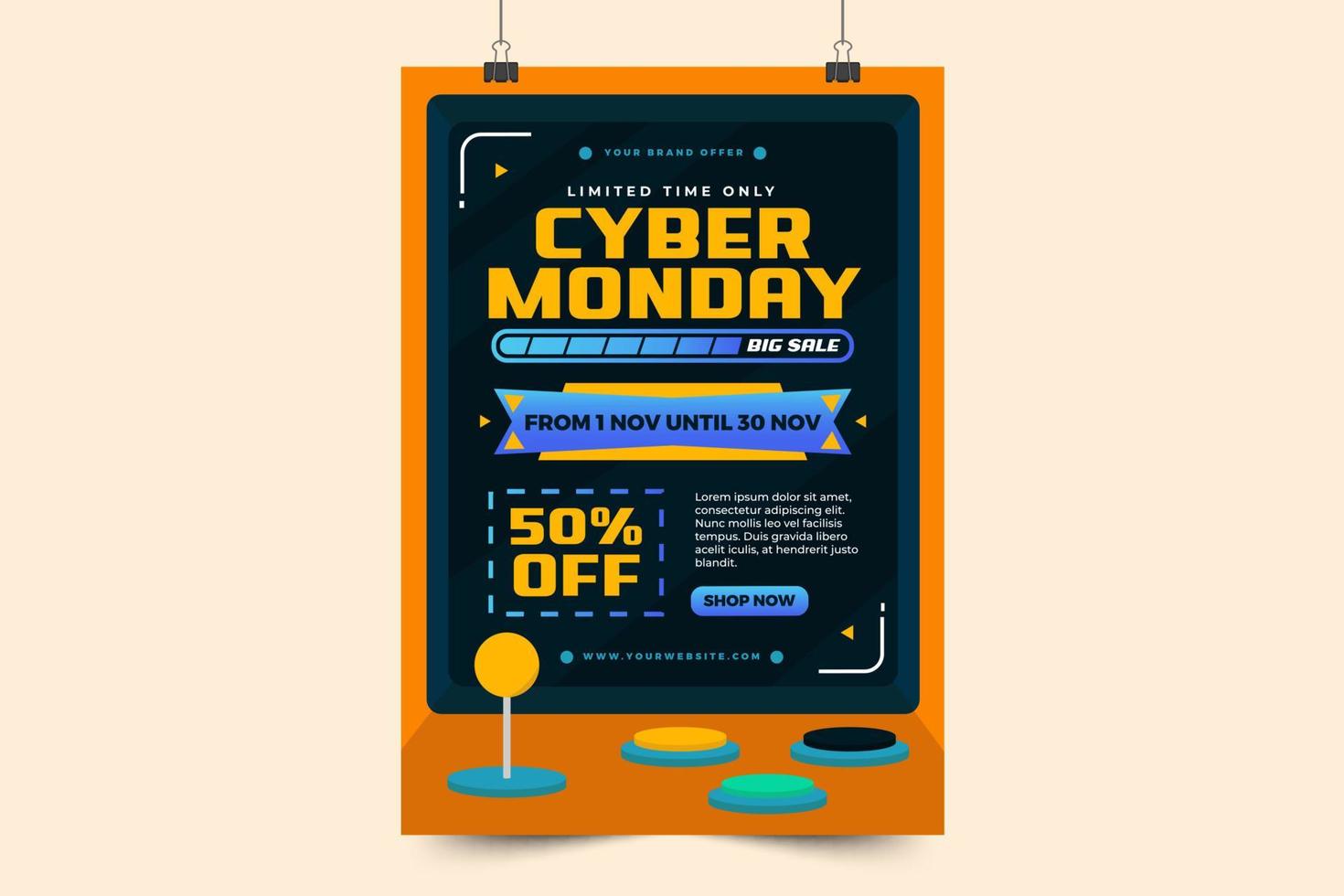 cartaz de cyber segunda-feira ou modelo de design de folheto vetor