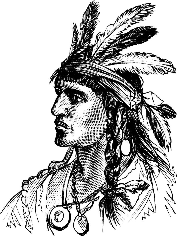nativo americano, ilustração vintage. vetor