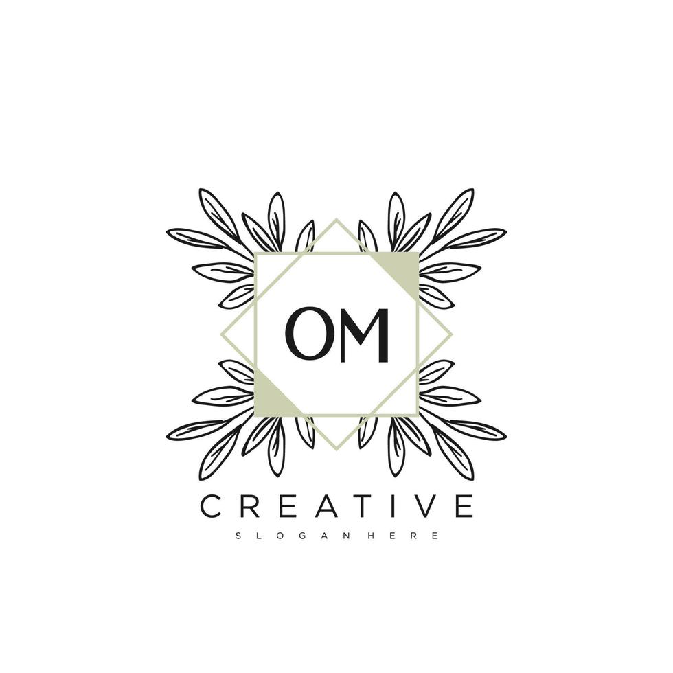 om carta inicial modelo de logotipo de flor vetor arte vetorial premium