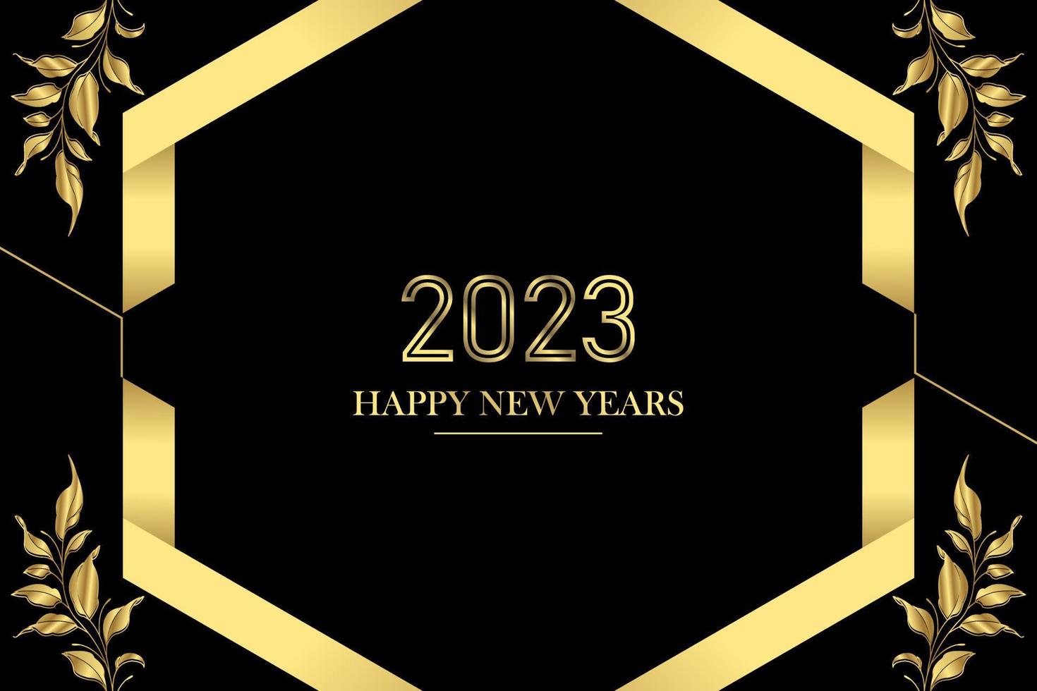 2023 feliz ano novo com design de fundo floral. cartão de felicitações, banner, pôster. ilustração vetorial. vetor