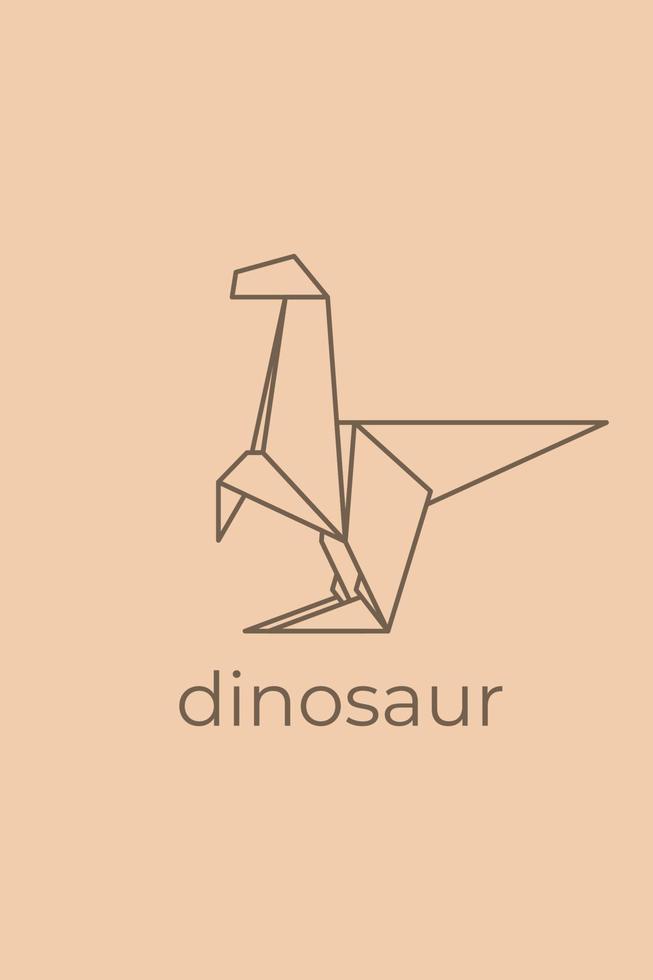 origami de dinossauro. design de logotipo de dinossauro de arte de linha abstrata. origamis de animais. arte de linha animal. ilustração de contorno de loja de animais. ilustração vetorial vetor