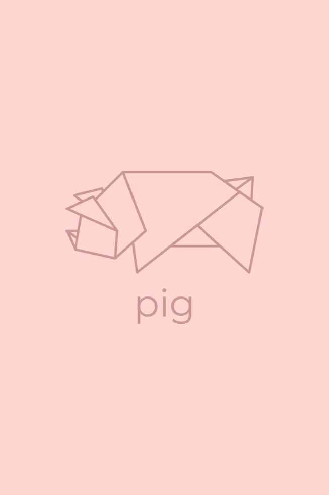 origami de porco. design de logotipo de porco de arte de linha abstrata. origamis de animais. arte de linha animal. ilustração de contorno de loja de animais. ilustração vetorial vetor