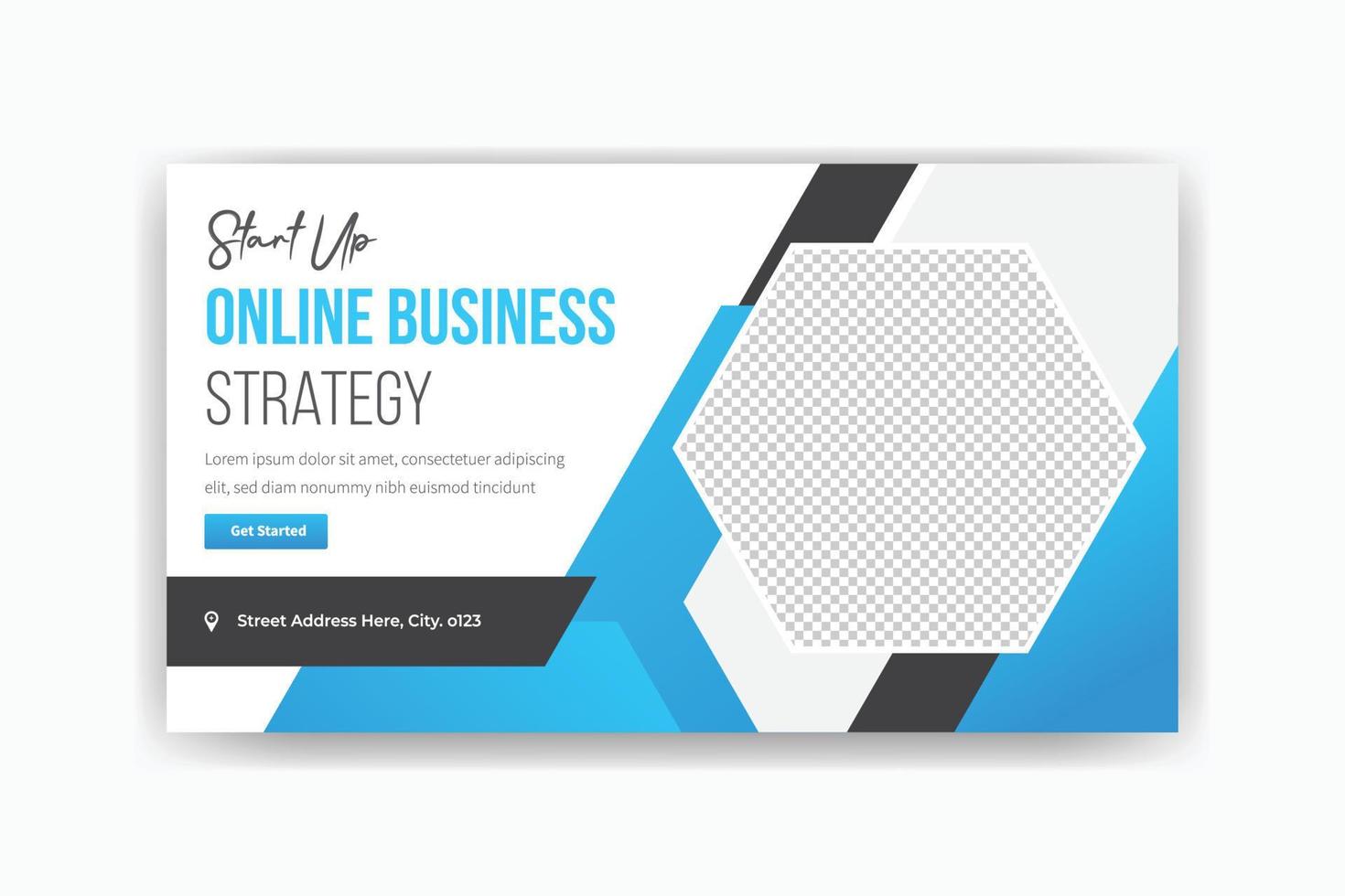 design de modelo de banner de mídia social de estratégia de negócios on-line vetor