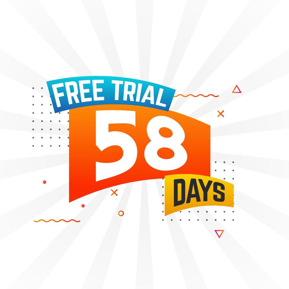 58 dias de teste gratuito de vetor de estoque de texto em negrito promocional
