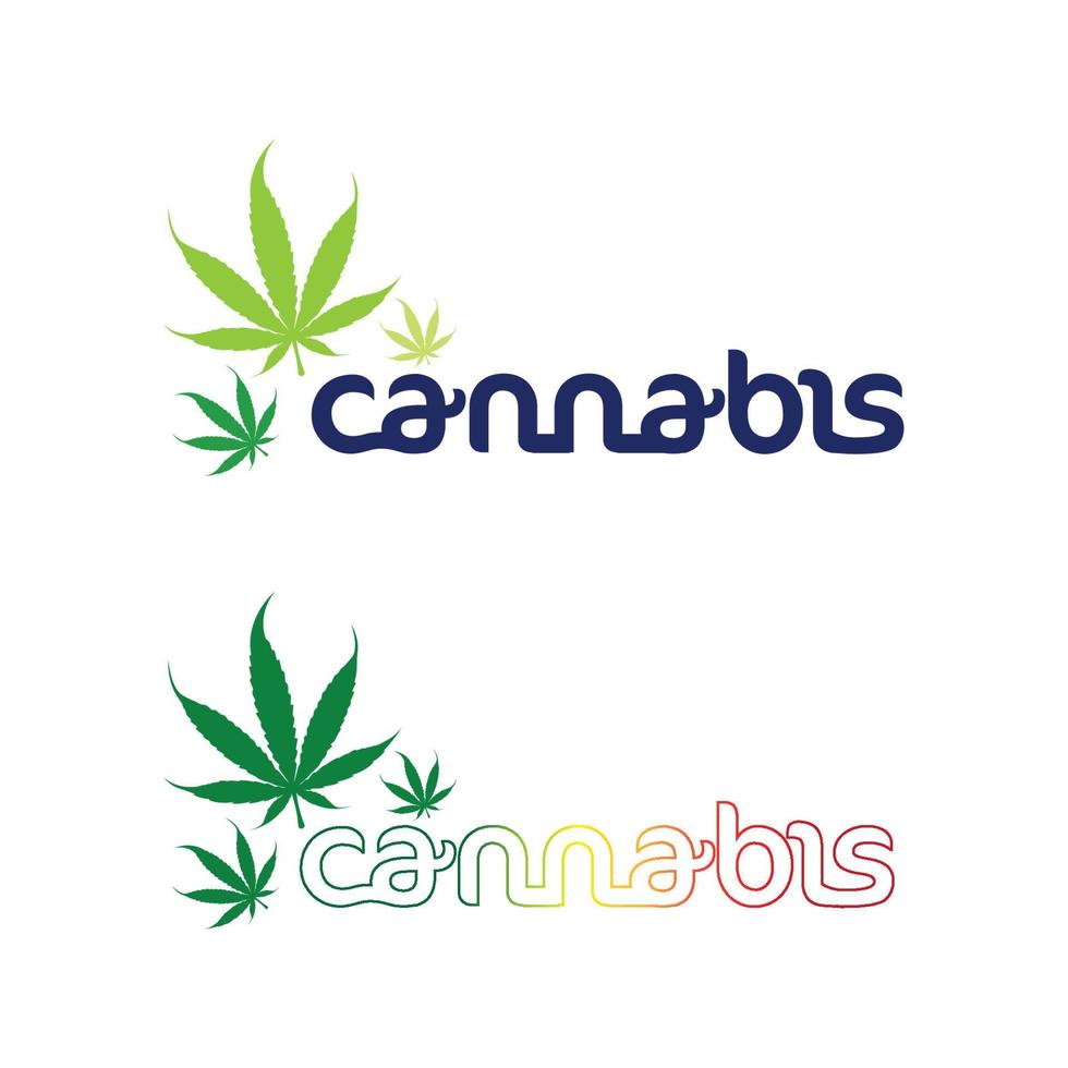 logotipo de cannabis e design de vetor de ícone de folha de maconha