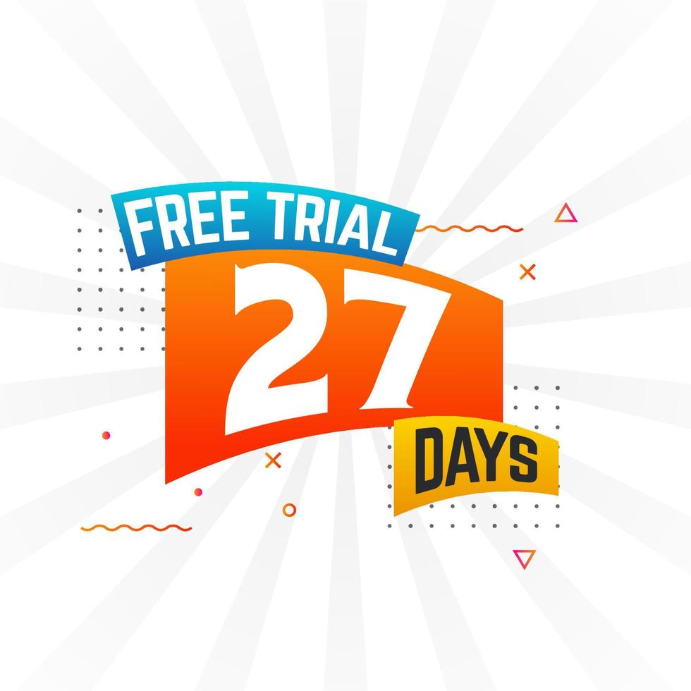 27 dias de teste gratuito de vetor de estoque de texto em negrito promocional