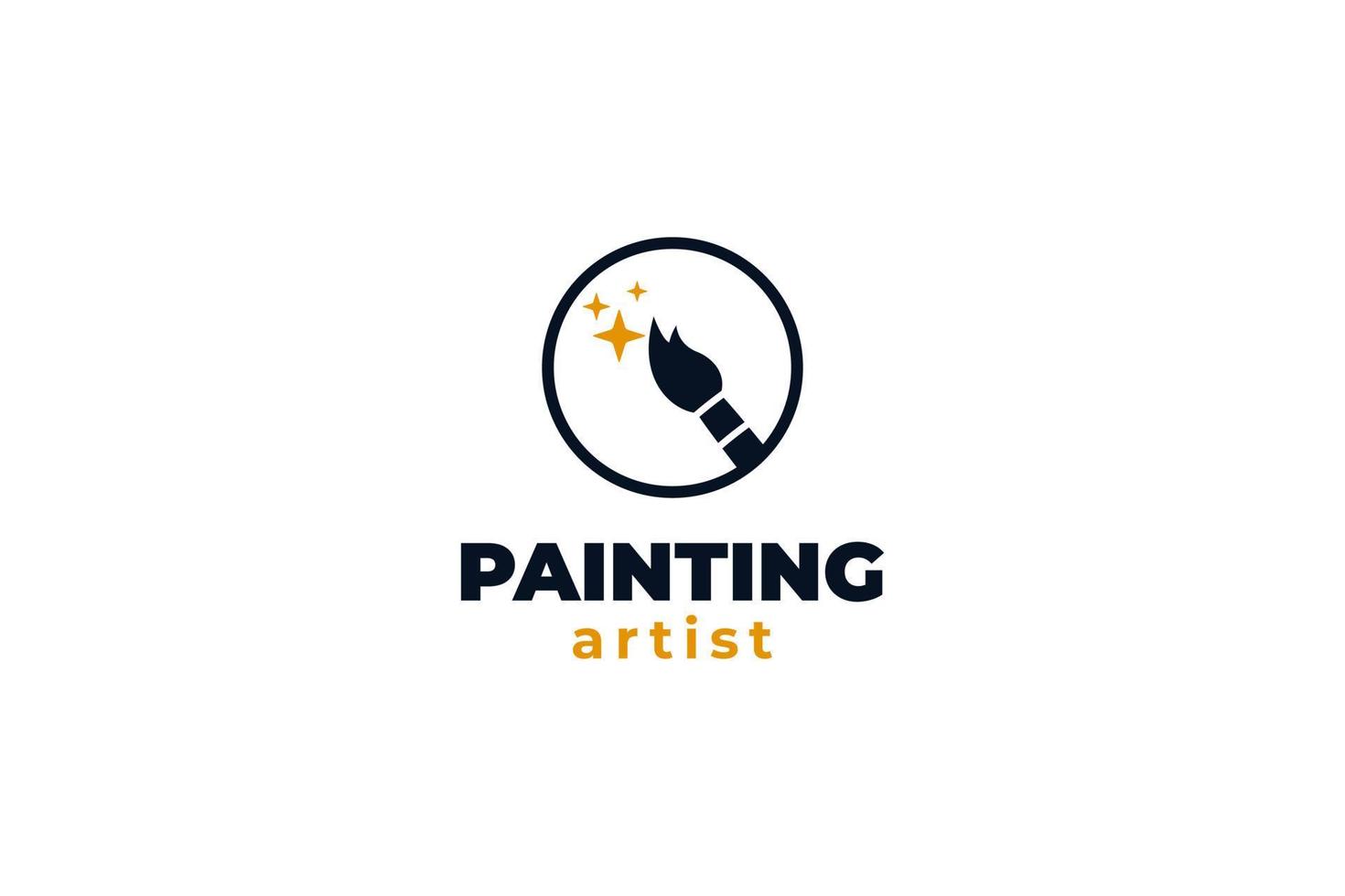 logotipo de pincel plano para ilustração vetorial de design de artista pintor criativo vetor