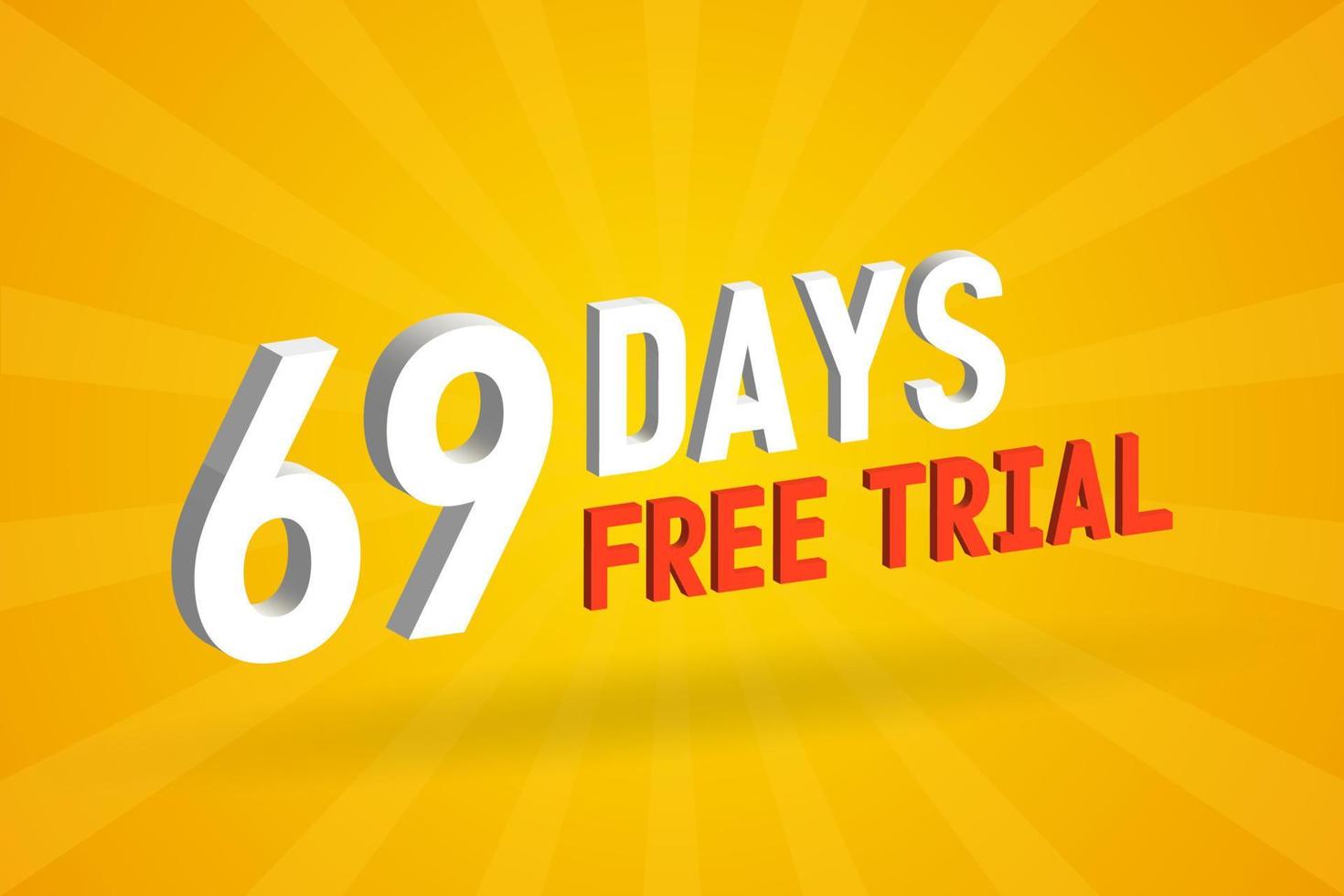 oferta gratuita 69 dias de teste gratuito vetor de estoque de texto 3d