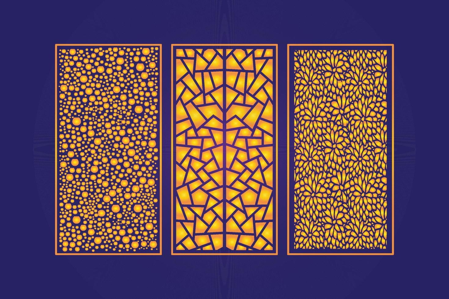 modelo de painéis de corte a laser de padrão abstrato floral cortado em molde decorativo ouro vetor