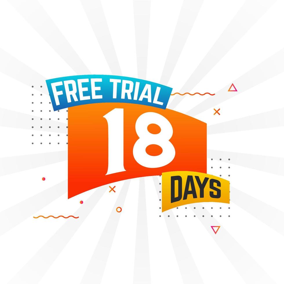 18 dias de teste gratuito de vetor de estoque de texto em negrito promocional