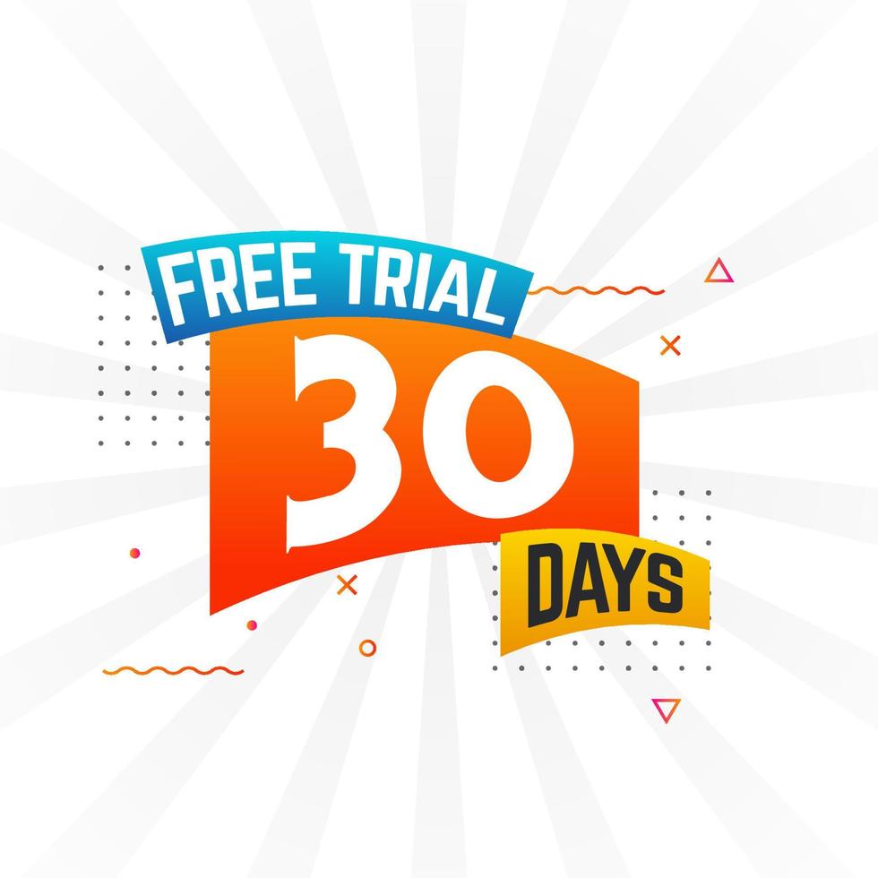 30 dias de teste gratuito de vetor de estoque de texto em negrito promocional