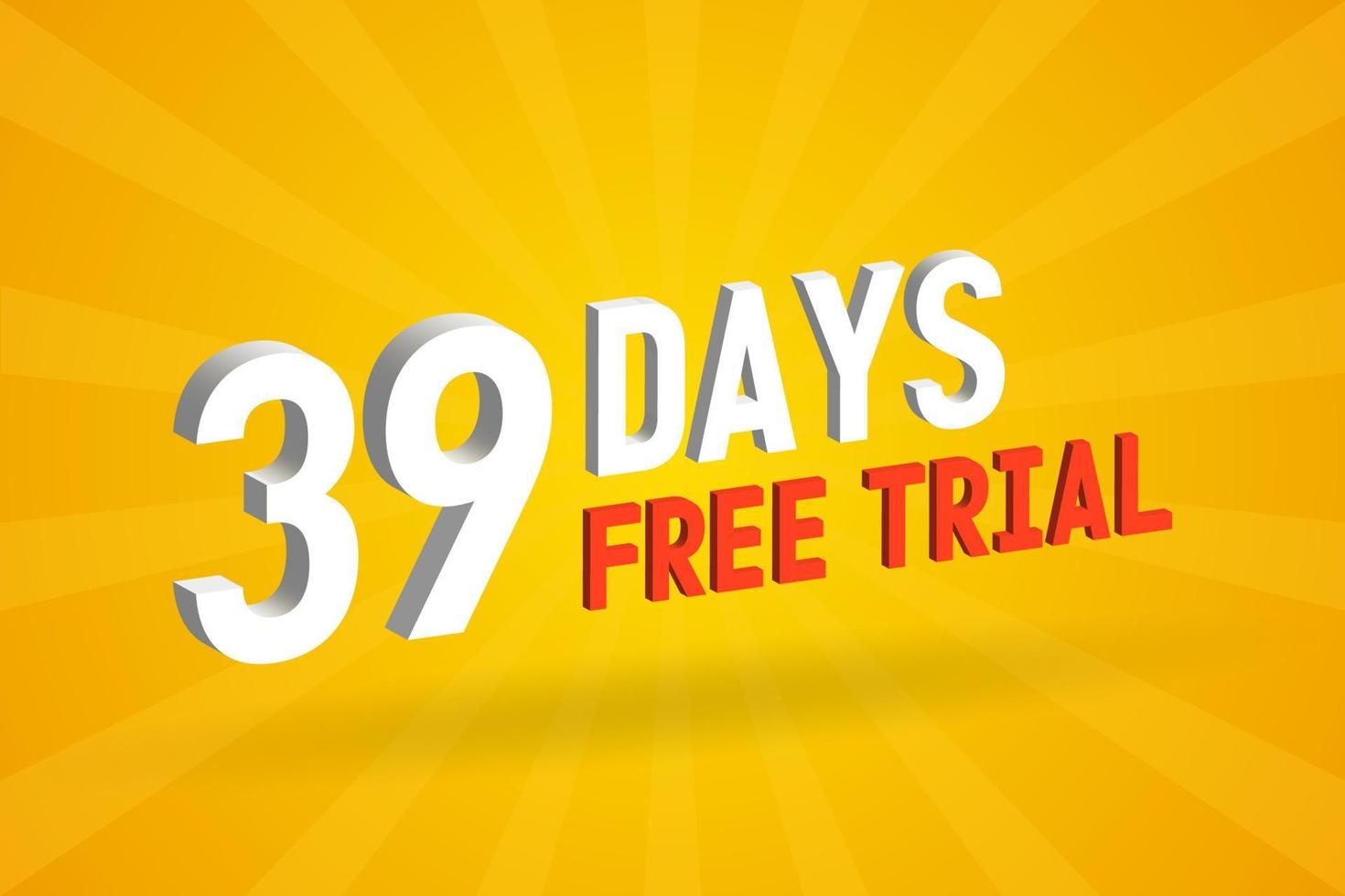 oferta gratuita 39 dias de teste gratuito vetor de estoque de texto 3d