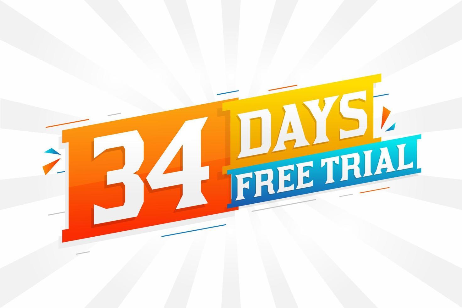 34 dias de teste gratuito de vetor de estoque de texto em negrito promocional