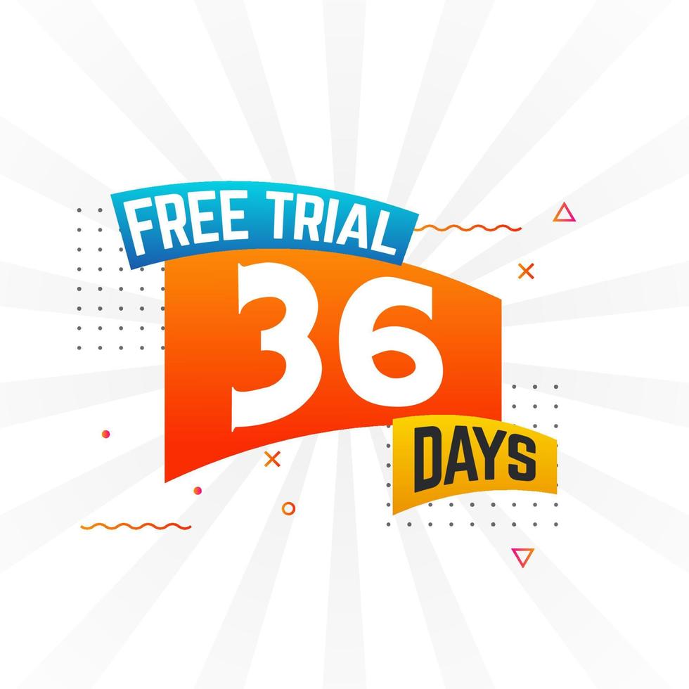 36 dias de teste gratuito de vetor de estoque de texto em negrito promocional