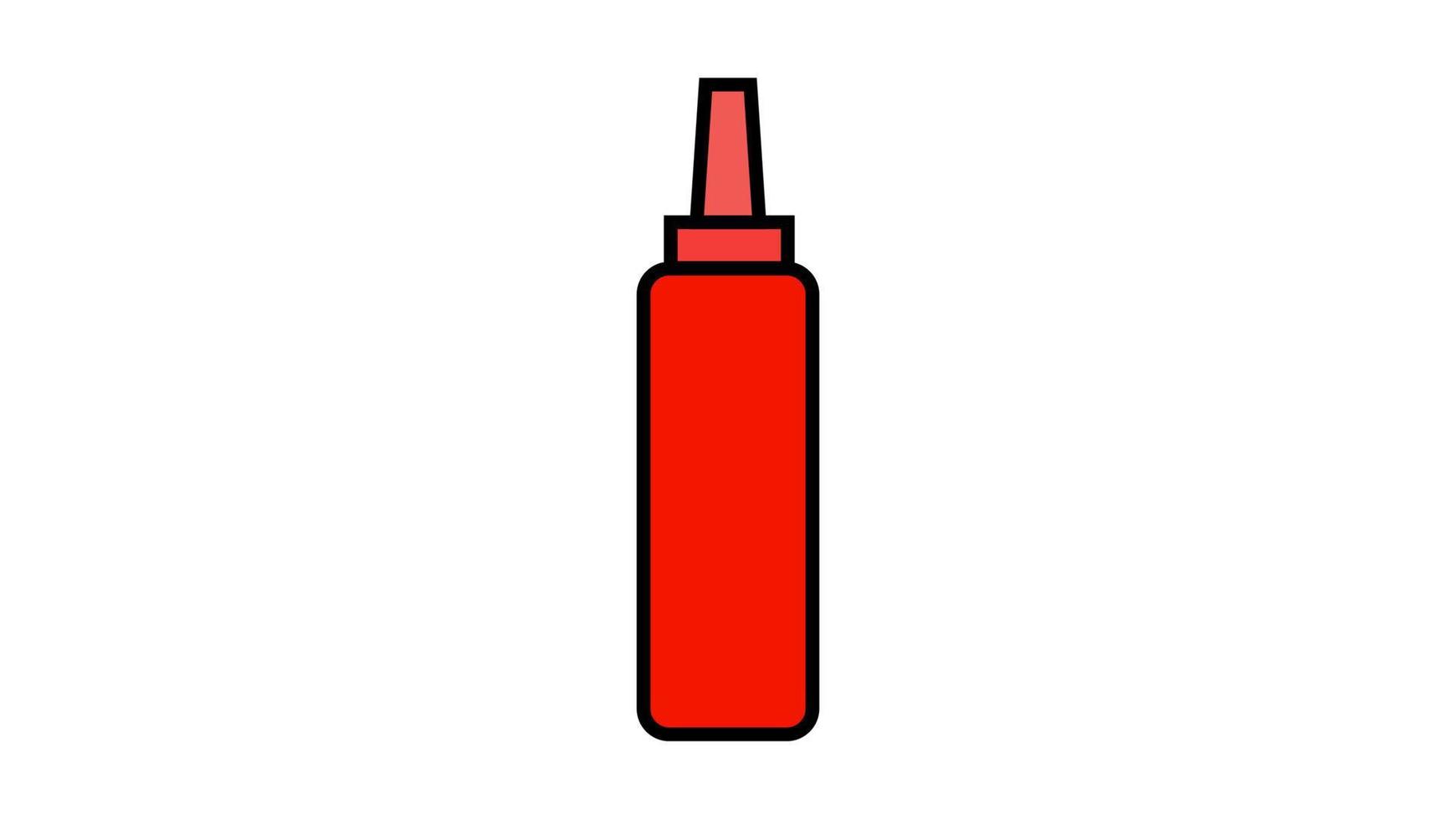 ketchup em fundo branco, ilustração vetorial. ketchup vermelho, tempero de fast food. molho para temperar os alimentos. hambúrguer suculento e batatas fritas com ketchup. lanche rápido vetor