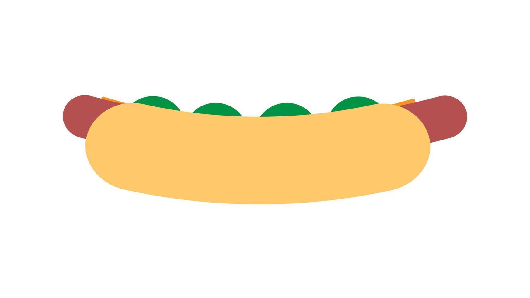 cachorro-quente em fundo branco, ilustração vetorial. pão com salsicha, ketchup, mostarda. recheio saudável de salsichas, queijo, ervas, lanche insalubre. sanduíche de caminhão de comida vetor
