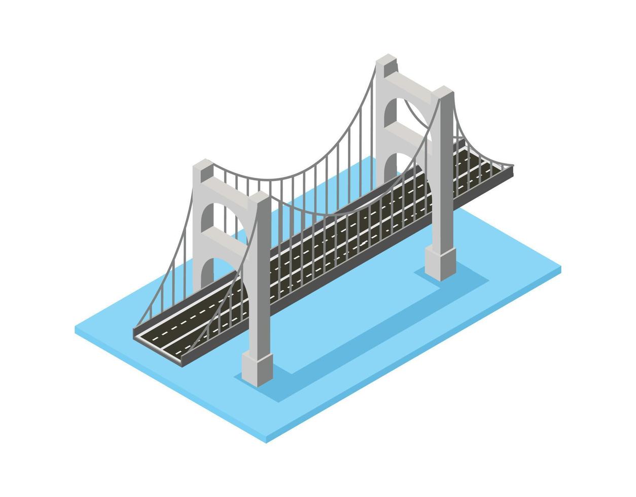 a ponte skyway da infraestrutura urbana é isométrica para jogos, aplicações de inspiração e criatividade. adequado para diagramas, infográficos e outros ativos gráficos vetor