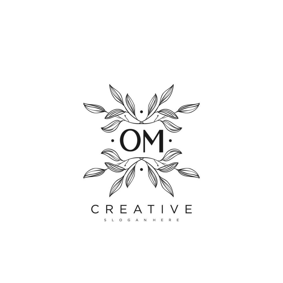 om carta inicial modelo de logotipo de flor vetor arte vetorial premium