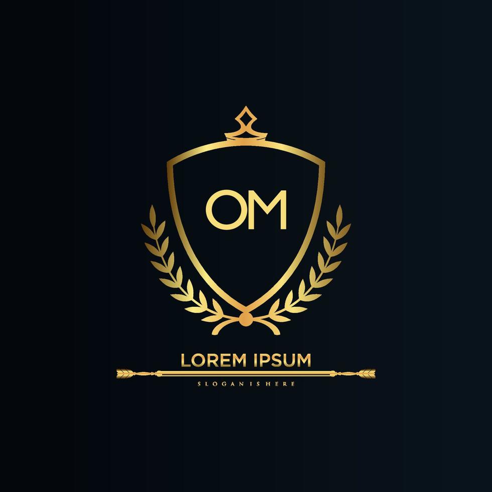 om letra inicial com royal template.elegant com vetor de logotipo de coroa, ilustração em vetor logotipo de letras criativas.