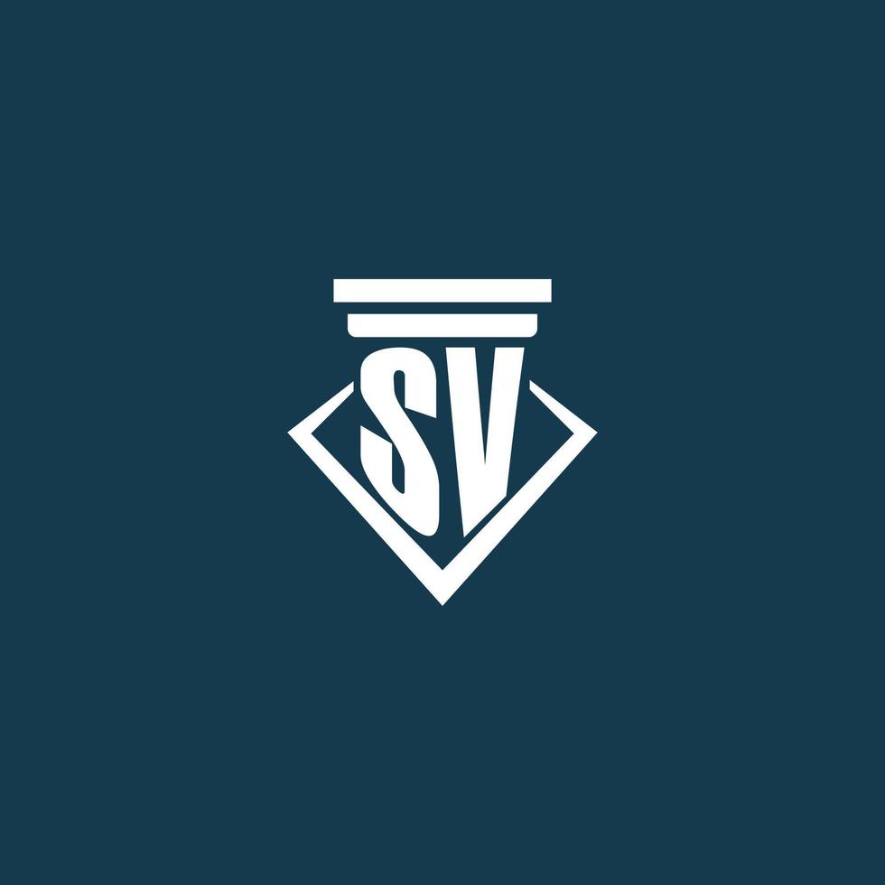 sv logotipo inicial do monograma para escritório de advocacia, advogado ou advogado com design de ícone de pilar vetor